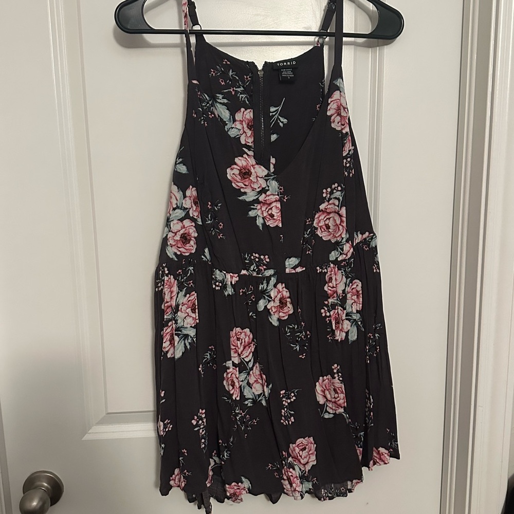 Torrid Black and Pink Floral Tank Top